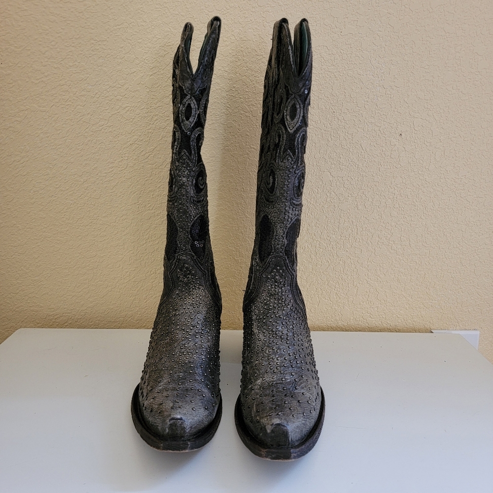 Durango Corral Black Leather Embroidered Western Boots size 6.5 - Picture 7 of 10